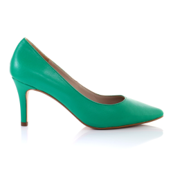 Luxury women's shoes: genuine leather, emerald green