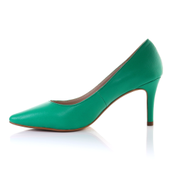 Luxury women's shoes: genuine leather, emerald green