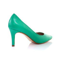 Zapatos de lujo para mujer: piel auténtica, verde esmeralda