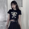 Crop top gothique, noir, tendance, été, rebelle, vintage, féminin