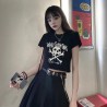 Gothic crop top, black, trendy, summer, rebellious, vintage, feminine,