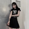 Gothic crop top, black, trendy, summer, rebellious, vintage, feminine,