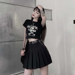 Gothic crop top, black, trendy, summer, rebellious, vintage, feminine,