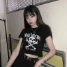 Gothic crop top, black, trendy, summer, rebellious, vintage, feminine,