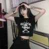 Gothic crop top, black, trendy, summer, rebellious, vintage, feminine,