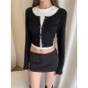 Two-piece set: crop top and cardigan, Y2K style