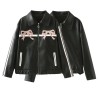 Women's moto jacket, vegan leather, knot, fall trend