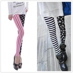 leggings, righe, stelle, originali, moda, donna, comfort, stile, casual, rock,