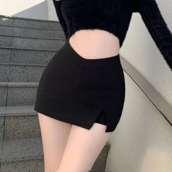 Black Slit Mini Skirt: Gothic, Sexy, Streetwear