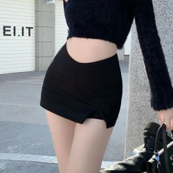 Black Slit Mini Skirt: Gothic, Sexy, Streetwear