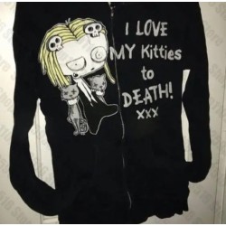 gothic sweatshirt, hoodie, goth, grunge, alternative, streetwear, Y2K, cat, black cat, Halloween