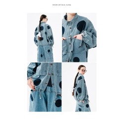 Oversized Polka Dot Denim Jacket for Women - Limited Edition