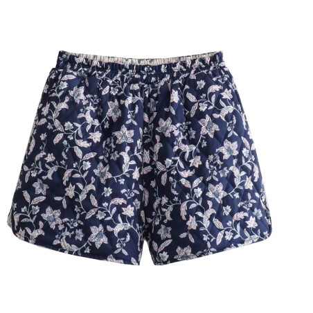 shorts, floral, vintage, cintura alta, mujer, moda, tendencia, años 90, grunge, holgado, acolchado, invierno, casual, original