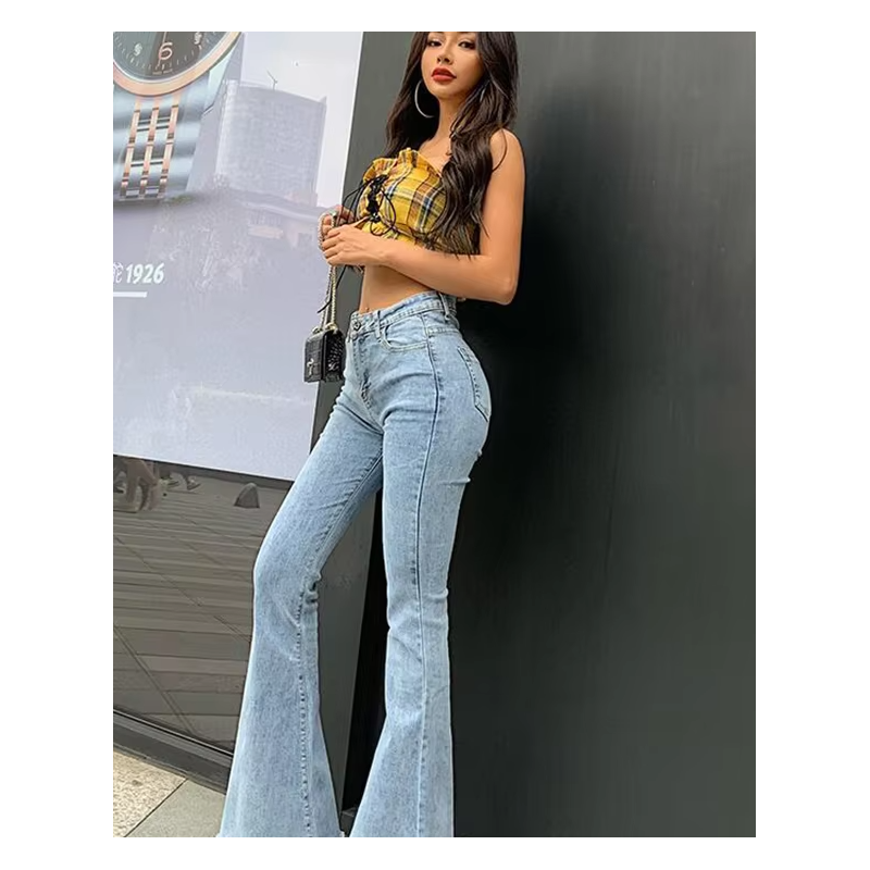 jean, évasé, taille haute, vintage, femme, mode, denim, rétro, années 70, confort, style, décontracté, bohème, rock, pantalon