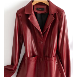 chaqueta de cuero, cuero de oveja, chaqueta de mujer, moda femenina, chaqueta roja, chaqueta de oficina, estilo rock, grunge,