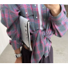 Oversized Plaid Shirt - Vintage Korean Style