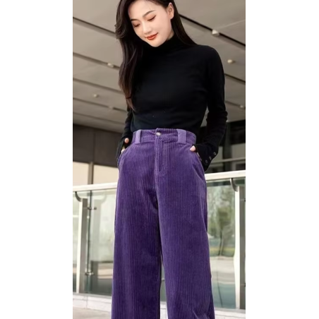 corduroy pants, wide leg pants, high waist, vintage fashion, 90s, women, trendy, casual, comfortable