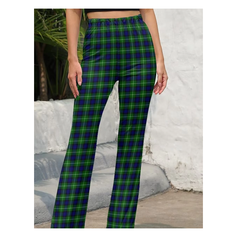 pantalones a cuadros, vintage, cintura alta, ancho, grunge, streetwear, otoño, invierno, moda femenina, casual, azul, verde