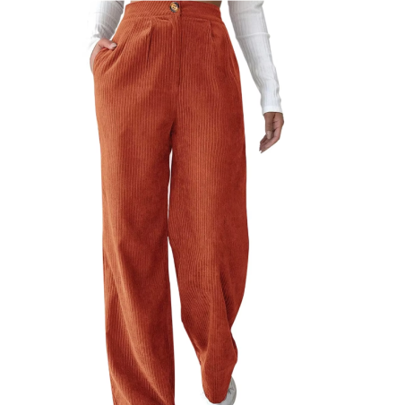 pantalon velours côtelé, taille haute, femme, mode, automne, hiver, décontracté, chic, vintage, confortable, grande taille