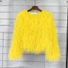 Faux fur coat, vibrant colors, unique style