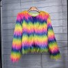 Faux fur coat, vibrant colors, unique style