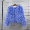 Faux fur coat, vibrant colors, unique style