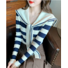 Pull marin Sailor Moon, rayures, col bateau, rétro, tendance