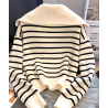 Vintage sailor sweater, stripes, half-zip, casual, chic