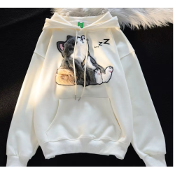 Embroidered cat hoodie, oversized, comfy, fashion