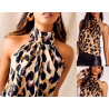 Camicia leopardata schiena nuda, sexy, tendenza, serata