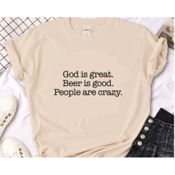 Camiseta divertida, God is great, algodón orgánico, casual