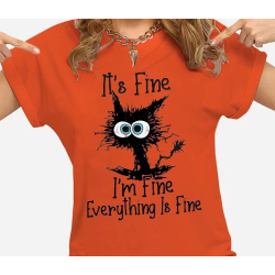 T-shirt gatto, It's Fine, casual, originale