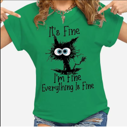 T-shirt gatto, It's Fine, casual, originale