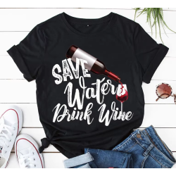 Camiseta divertida y ecológica "Sauve water, drink wine"