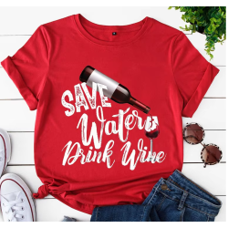 Camiseta divertida y ecológica "Sauve water, drink wine"