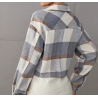 Short women's jacket, bouclé wool, boyfriend, trendy, plaid